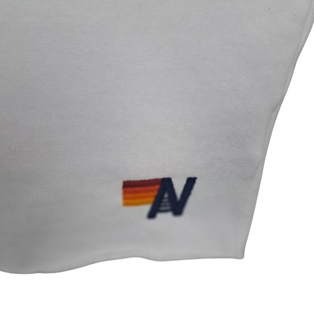 NEW Aviator Nation Smiley Sunset Relaxed Cropped Pullover Hoodie - White Size XS - Picture 5 of 9